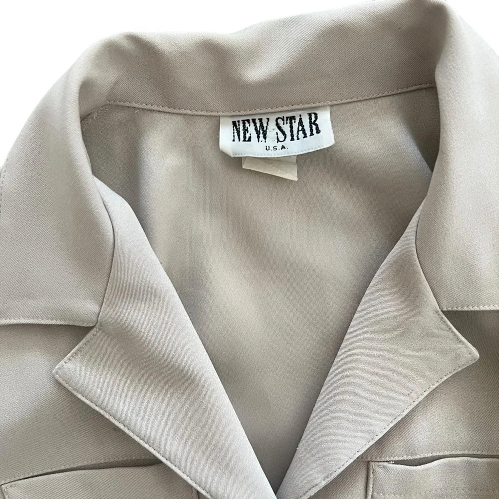 Beige Tailored Waist Button Down Jacket - Picture 5 of 8